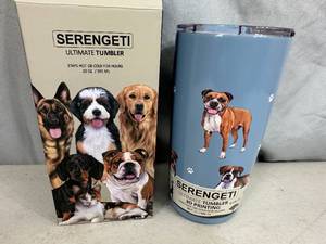 New Serengeti Vacuum Insulated Stainless Steel Tumbler with Lid - Boxer Dog