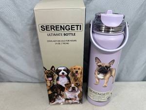 New Serengeti Vacuum Insulated Stainless Steel Water Bottle - French Bull Dog