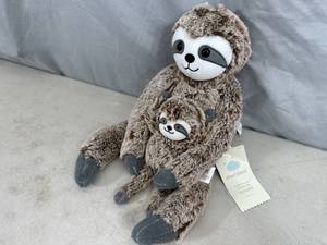 New 2 Piece Sloth Plush Toy and Rattle Baby Toy Set