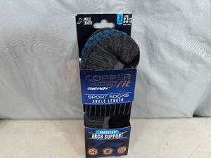 3 New Pairs of Copper Fit Arch Support Sport Socks - Ankle Length