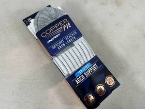 2 New Pairs of Copper Fit Arch Support Sport Socks - Crew Length