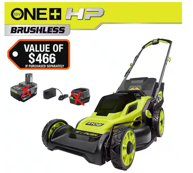 RYOBI ONE HP 18V Brushless 16 in. Cordless Battery Walk Behind Push Lawn Mower (Only Lawn Mower, Used)