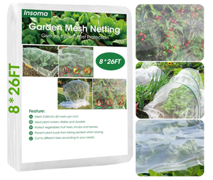 Insoma 8x26Ft Garden Netting for Raised Bed, Thickened 60 Mesh Bird Netting for Garden Protection, Mesh Insect Row Covers for Plant Pest Barrier Fruits Flowers Crops Greenhouse Protect from Birds Bugs