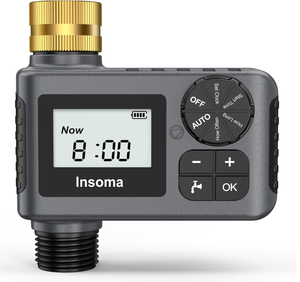 Insoma Sprinkler Timer with Brass Swivel, Programmable Water Timer for Outdoor Garden Hose, Hose Timers with Rain DelayManualAuto Mode, Drip Irrigation and Lawn Watering System, 1 Outlet