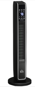 HOMCOM 2-In-1 Portable Electric Tower Heater, Oscillating Space Heater for Indoor Use, 8H Timer, Three Heating Modes(High, Low, Fan), 750W  1500W, Black (Used, Missing Remote)