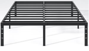 Metal Bed Frame,Queen Size Bed Frame with Storage Space,Heavy Duty Sturdy Mattress Foundation,Easy Assembly,No Box Spring Needed, Black,18 Inch,Queen