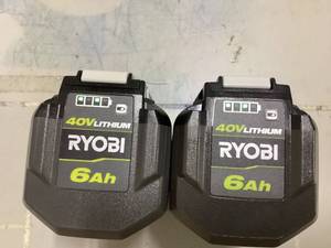 LOT OF 2 RYOBI 40V Lithium-Ion 6.0 Ah High Capacity Batteries (Not Functioning)