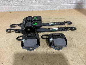 LOT OF 4 (2) Rhino USA Retractable Transom Straps, Missing Hardware & (2) Stainless Steel BoatBuckle Retractable Ratchet Tie-downs