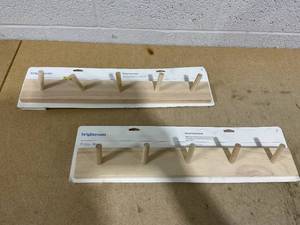 LOT OF 2 Wall Wood Hook Racks