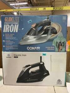 LOT OF 2 Electric Irons (Conair Box Has Different Iron Inside)