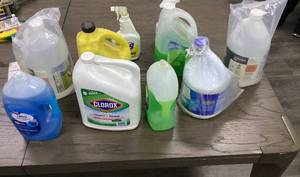 LOT OF Various Cleaning Products (Green Dish Soap Half Full)
