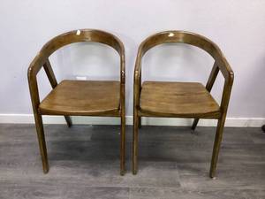 LOT OF 2 Lana Curved Back Dining Chairs Brown 30x19 (Used, Minor Transit Damage)