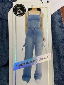 Tinseltown Juniors Tie-Waist Denim Wide-Leg Jumpsuit - Serrano Wash Size XL