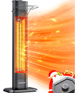 VAGKRI Outdoor Infrared Heater, 1500W 36inch Electric Heater with 3 Heating Levels, Tip-Over & Overheat Protection, IPX5 Waterproof Tower Space Heater for Patio Backyard Garage Restaurant Home (Used)