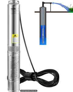 VEVOR Deep Well Submersible Pump, 3HP2200W 230V60Hz, 37GPM Flow 640 ft Head, with 33 ft Electric Cord, 4 inch Stainless Steel Water Pumps for Industrial,IP68 Waterproof Grade (Used)