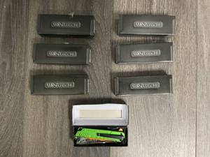 LOT OF 7 Wartech 7.75 Orange & Green Pocket Knives