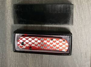 LOT OF 2 Elegant Red Hearts Folding Pocket Knives