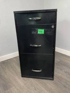 3-Drawer Vertical Filing Cabinet In Black With Keys (Used, Minor Transit Damage)