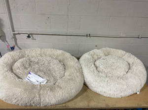 LOT OF 2 Boots & Barkley Donut Bolster Dog Bed - Cream - XL & L (42 Inches (L), 8 Inches (H) x 32 Inches (W) & 36 Inches (L), 8 Inches (H) x 29 Inches (W)