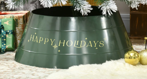 HOMCOM Christmas Tree Collar, Steel Tree Ring Skirt, Home Xmas Decoration for Christmas Tree, 26 x 26 x 11, Green
