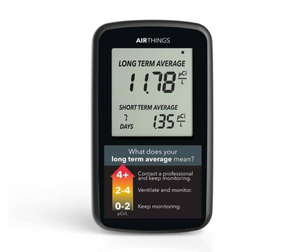 Airthings Battery-Operated Lightweight Digital Home Radon Detector with LCD Display for Continuous and Long-Term Monitoring