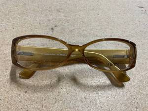 Fendi F844 Eyeglasses Frames Clear Brownish Gold Monogram Cold Insert Oval With Authenticity Card