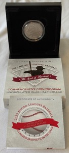 2022 Negro Leagues Soul of Baseball Commemorative Proof Clad Half Dollar - original package with COA