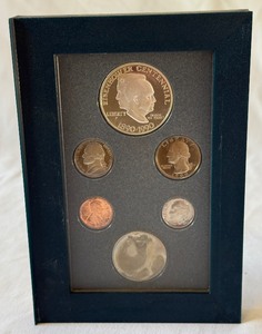 1990 Prestige Eisenhower Centennial Silver Proof Ser, 6 Coins, Plastic Case Only no COA - slight fire Damage