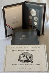1991 Prestige Mount Rushmore Silver Proof Set 7 coins - plastic case only, no COA, but all coins look amazing