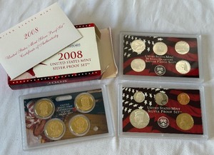 2008 Silver Proof Set 14 coins - original package with COA