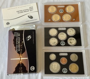 2014 Silver Proof Set 14 coins - original package with COA