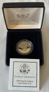 1999 Susan B. Anthony Proof Dollar Coin - original package with COA