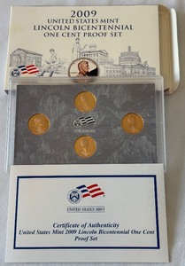 2009 S-Lincoln Bicentennial One Cent Proof Set 4 coins - original package with COA