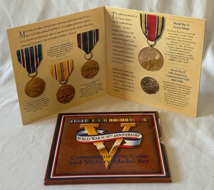 1995 World War II 50th anniversary Coin and Victory Medal Set US Mint - original package with COA