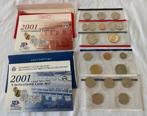 2001 PD Uncirculated US Mint set OGP (20 coins) - original package with COA and envelope