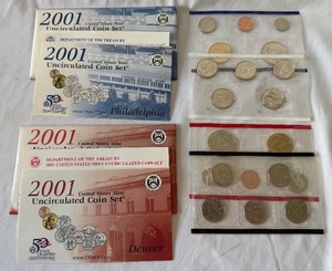 2001 PD Uncirculated US Mint set OGP (20 coins) - original package with COA and envelope