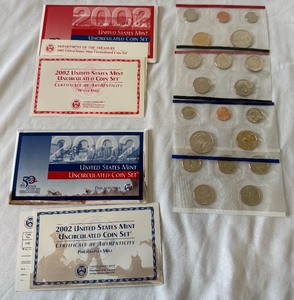 2002 PD Uncirculated US Mint set OGP (20 coins) - original package with COA and envelope, damage to envelope