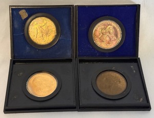 (4) American Revolution Bicentennial Commemorative Medals - (2) 1972, 1973, 1974 - some fire damaged