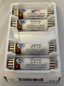 2010 P&D Lincoln Cent Life 4 Roll Set - Original Package
