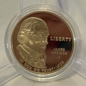 1993 S-Bill of Rights James Madison Proof Silver Dollar - just the coin in a protective plastic case