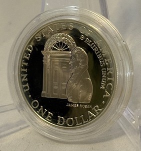 1992 W-White House 200th Anniversary Commemorative Silver Dollar - just the coin in a protective plastic case