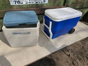 (2) Coolers one with Wheels