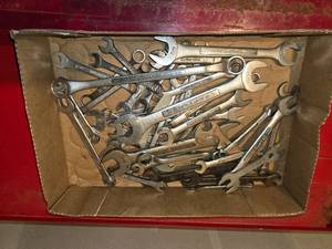 Box of Multiple Assorted Sized Wrenches Most are Craftsman