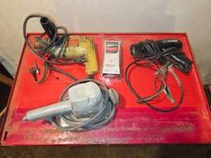 Assorted Tools, Timing Light, Drill, Sander and Windshield Repair Kit