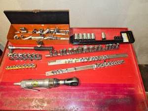 Large Assortment of Various Size and Brand Sockets, Ratchet and Air Ratchet