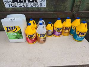 Large Assortment of Zep Floor Products, Most Jugs Full to Almost Full