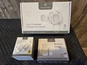 Wasserstein 3 in 1 Flood Light Charger, Mount, Wireless Chime and Anti-Theft Camera Mounts for Google Nest