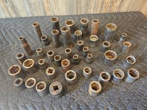 38 and 12 Sockets, Snap-on, Craftsman, S-K, Mostly Impact Sockets, Various Sizes