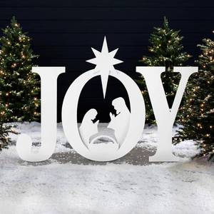 46 in. White Outdoor JOY Christmas Nativity Yard Decor