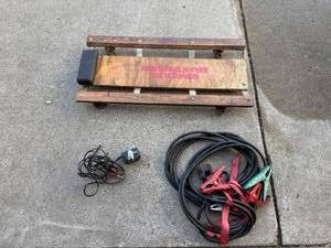 Wooden Platform Dolly with Side Rails and Cushioned End Pad - Jumper Cables Included